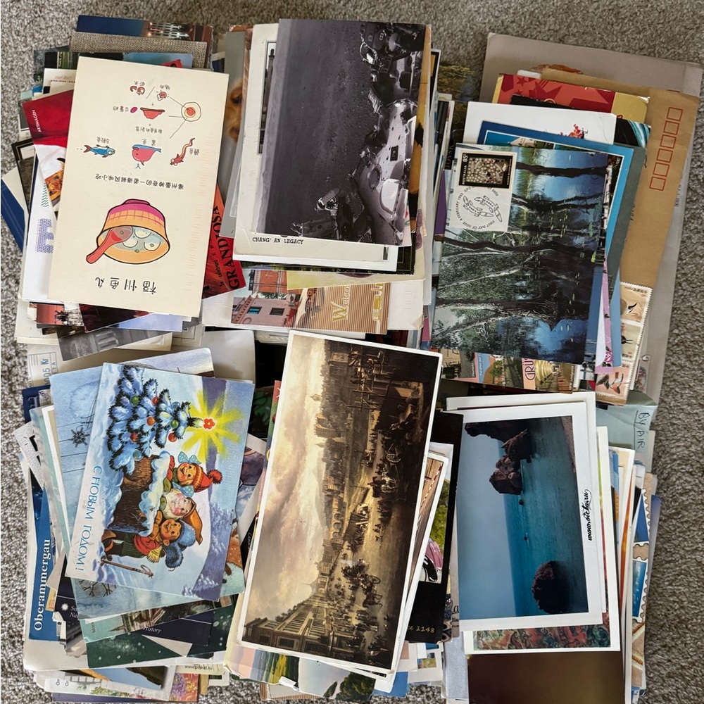 Lot of 200 used Postcards - crafts, collector, junk journal, art lots of themes